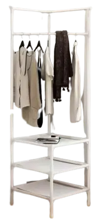 Raft de colț pentru haine alb